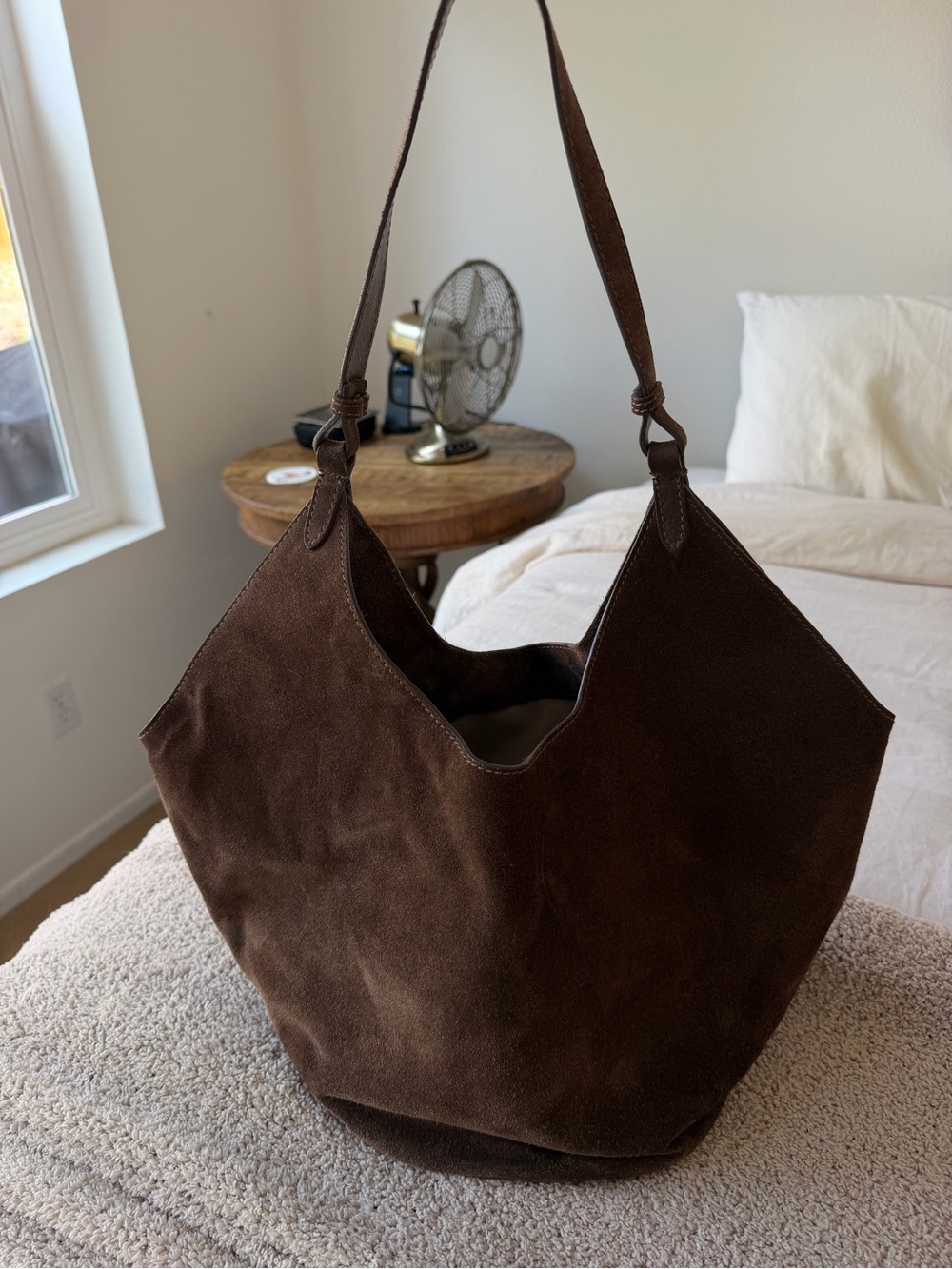 Classic Brown Suede Hobo Shoulder Bag